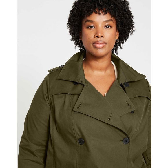 Universal Standard Dark Camo Green Trench Coat - Picture 3 of 6